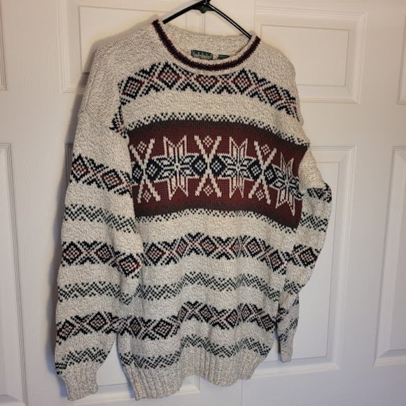 Great Northwest Clothing Company Other - Vintage 90s Dad Sweater Cable knit Pullover Crewneck Snowflake Chest Ski Snow L